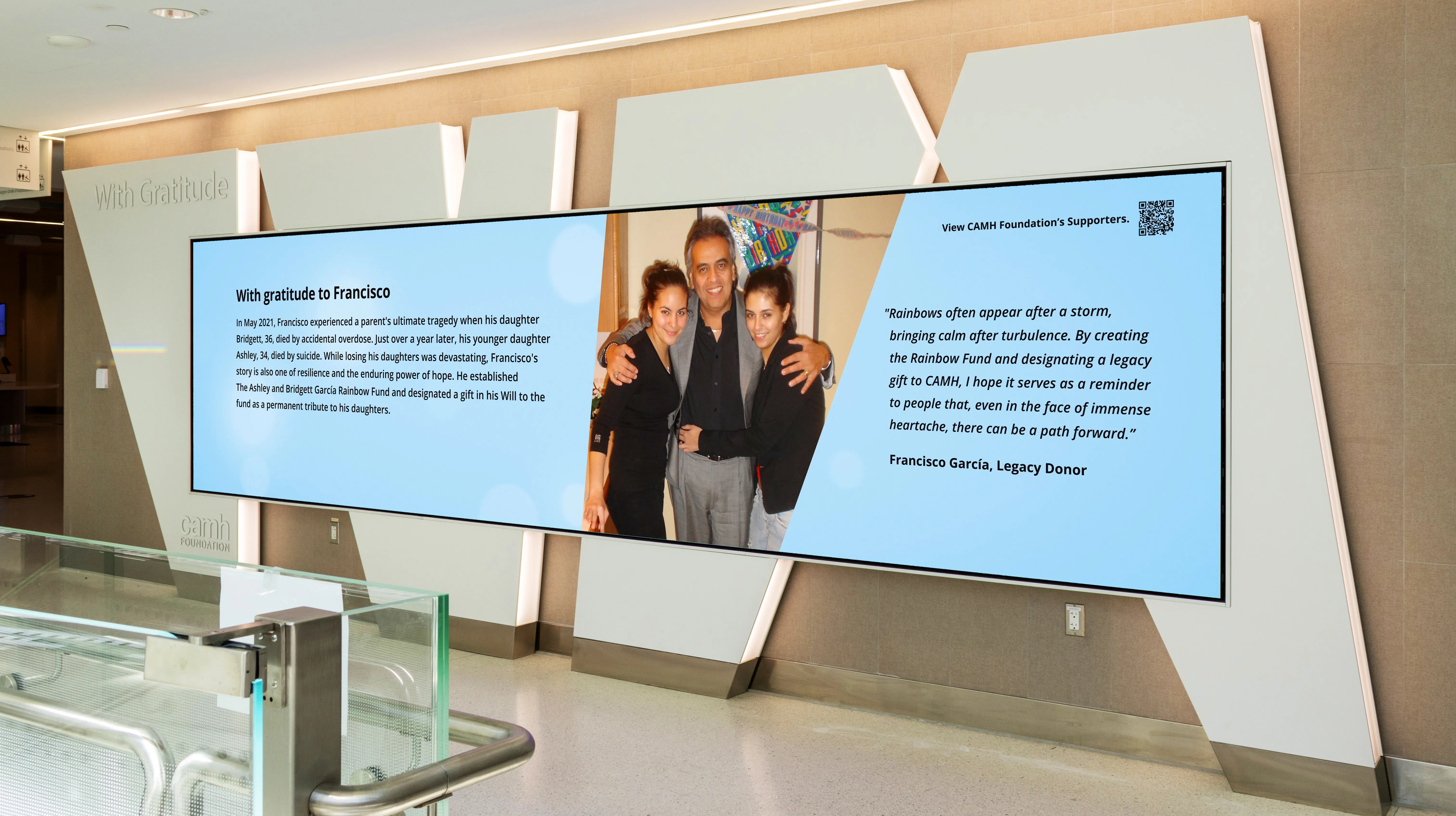 CAMH dynamic LED donor wall with impact storytelling