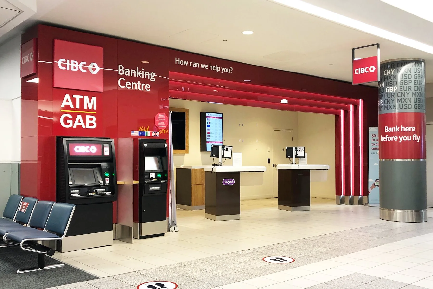 CIBC branded banking centre fixture at Toronto Pearson Airport