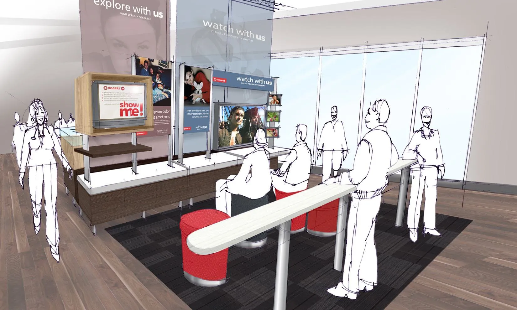 A resolved, design-led recognition environment in a modern lobby
