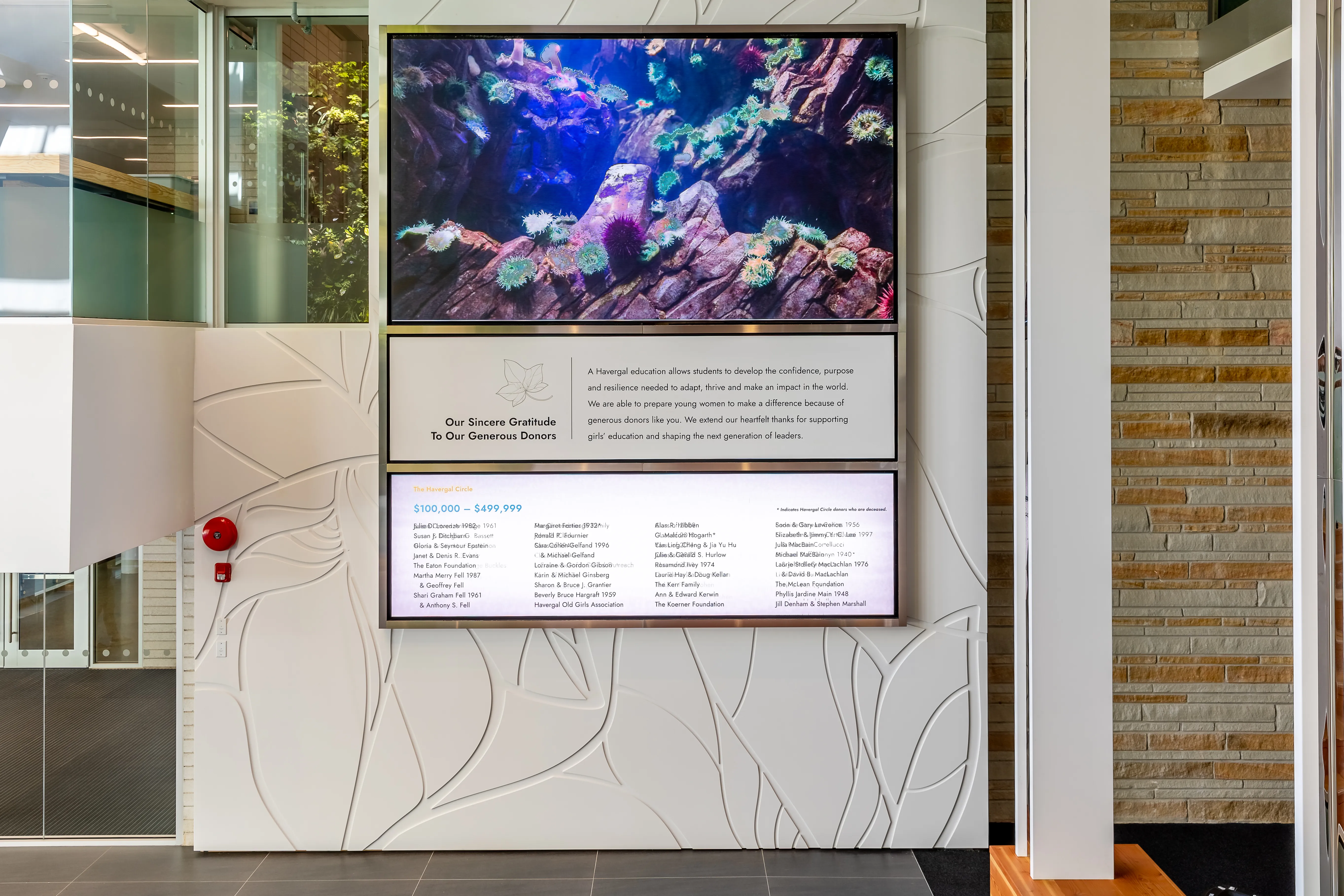 Havergal College digital donor recognition wall