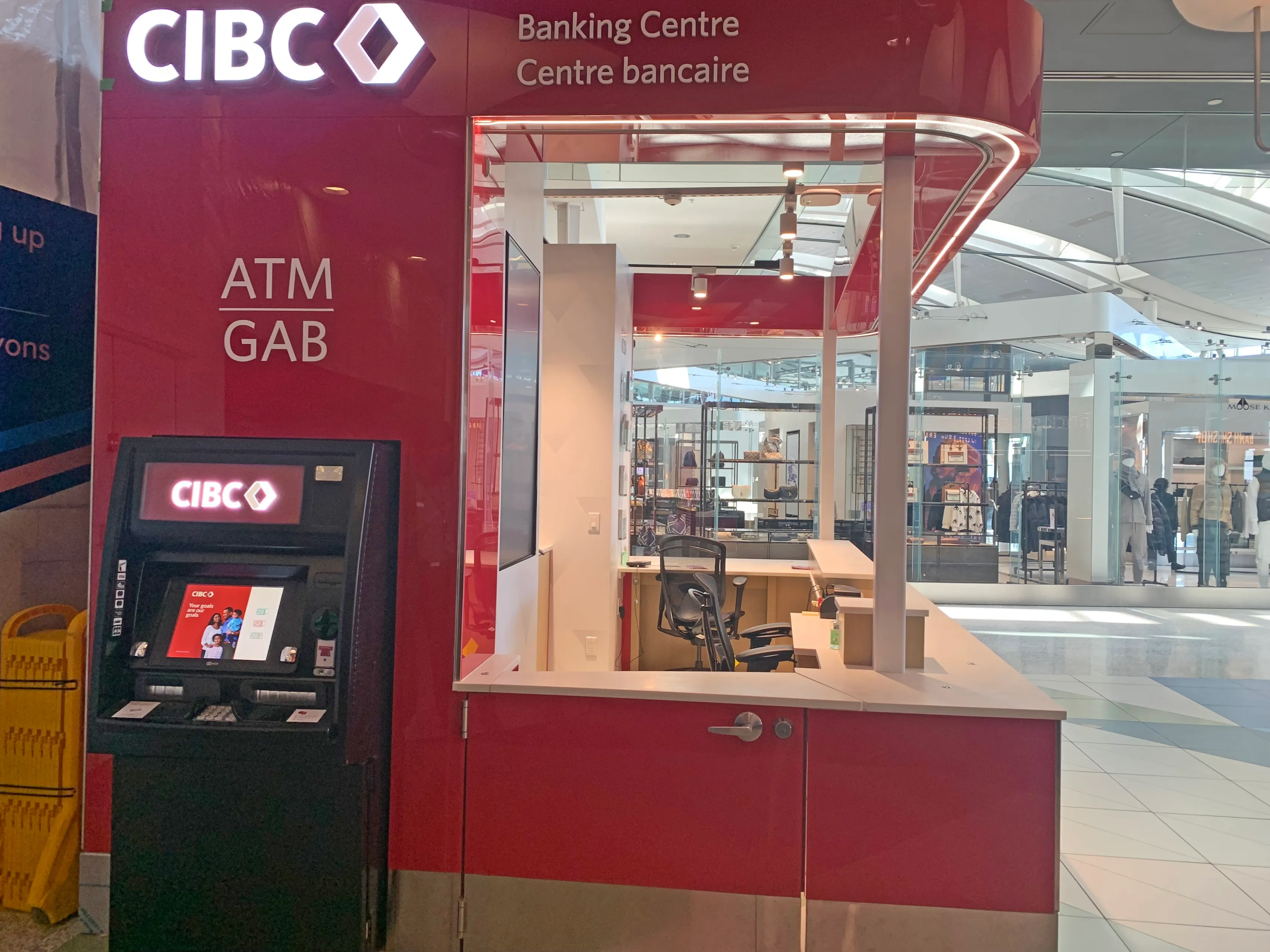 CIBC ATM and customer engagement kiosk in the terminal